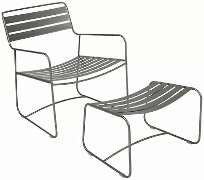 Set Sessel & Fußstütze Surprising Lounger metall grün grau - Fermob - Grau günstig online kaufen