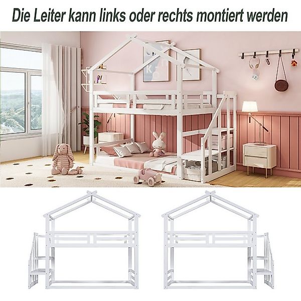 STILVORA Etagenbett 90×200 Etagenbett mit treppe und Lattenrost,Bettgestell günstig online kaufen
