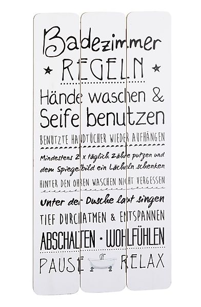 Spetebo Dekoobjekt Plankenschild Badezimmer Regeln - günstig online kaufen