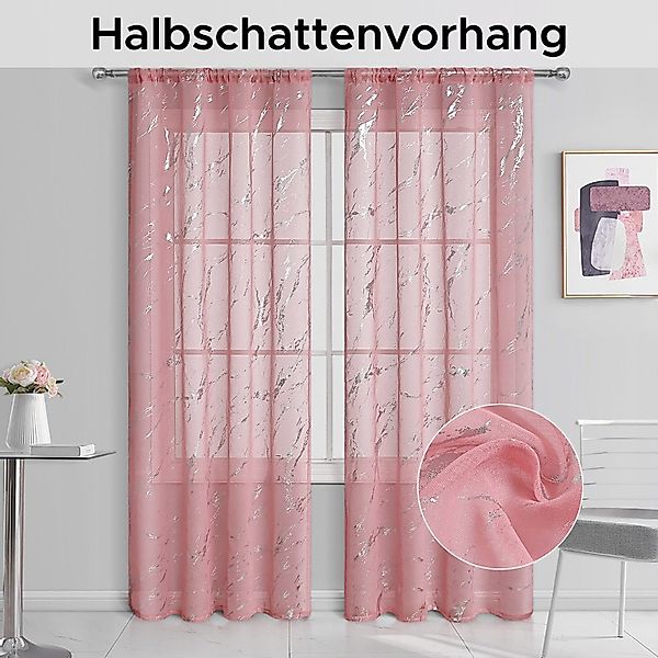 Refttenw Gardine Durchsichtige Vorhänge Silberfolien-Druck (2 günstig online kaufen