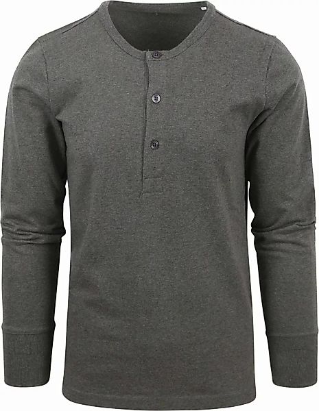 WissenCotton Apparel Langarm-T-Shirt Henley Anthrazit - Größe XL günstig online kaufen