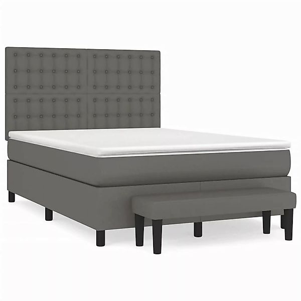 vidaXL Boxspringbett mit Matratze Grau 140x200 cm Kunstleder1469656 günstig online kaufen