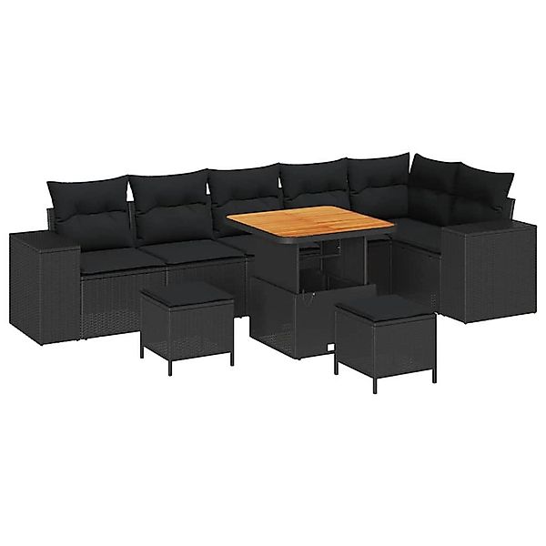 vidaXL Garten-Sofa-Set 9-Tlg Schwarz Poly Rattan 3362019 günstig online kaufen