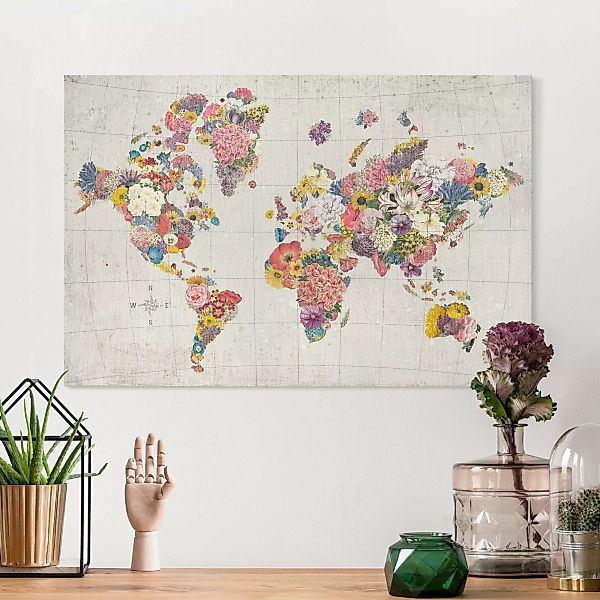 Leinwandbild Botanische Weltkarte günstig online kaufen