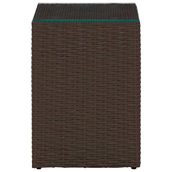 vidaXL Beistelltisch mit Glasplatte Braun 35x35x52 cm Poly Rattan günstig online kaufen
