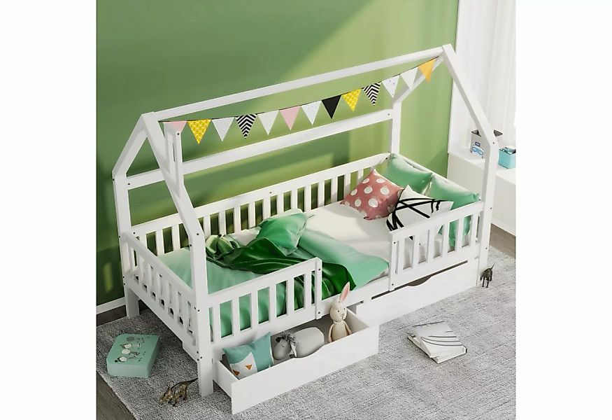 FUROKOY Hausbett Kinderbett Hausbett 90 x 200 cm, Haus Bett mit Schornstein günstig online kaufen