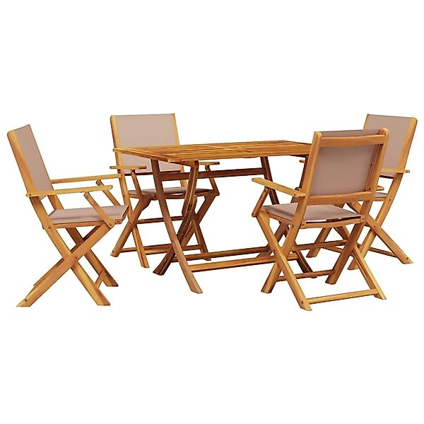 vidaXL 5-Tlg Garten-Essgruppe Stoff und Massivholz Taupe 3281702 günstig online kaufen
