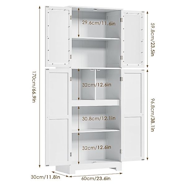HOMECHO Hochschrank Badezimmerschrank, Küchenschrank mit 4 günstig online kaufen