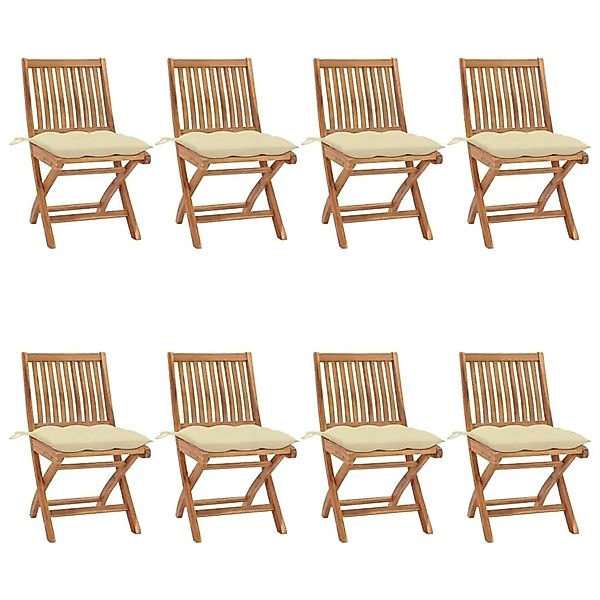vidaXL Klappbare Gartenstühle mit Kissen 8 Stk Massivholz Teak 3072878 günstig online kaufen