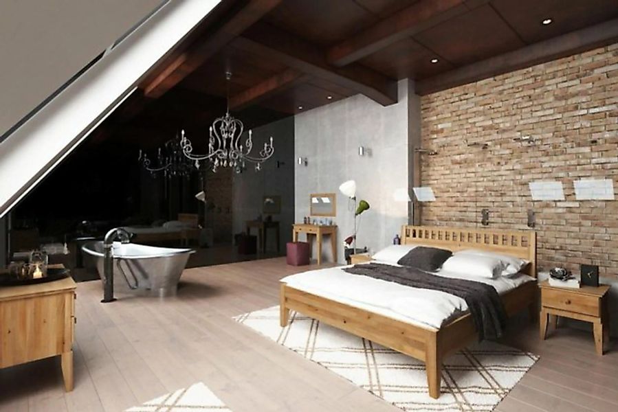 Natur24 Einzelbett Bett Sydo 5 Kernbuche massiv 160x200cm mit Holzkopfteil günstig online kaufen