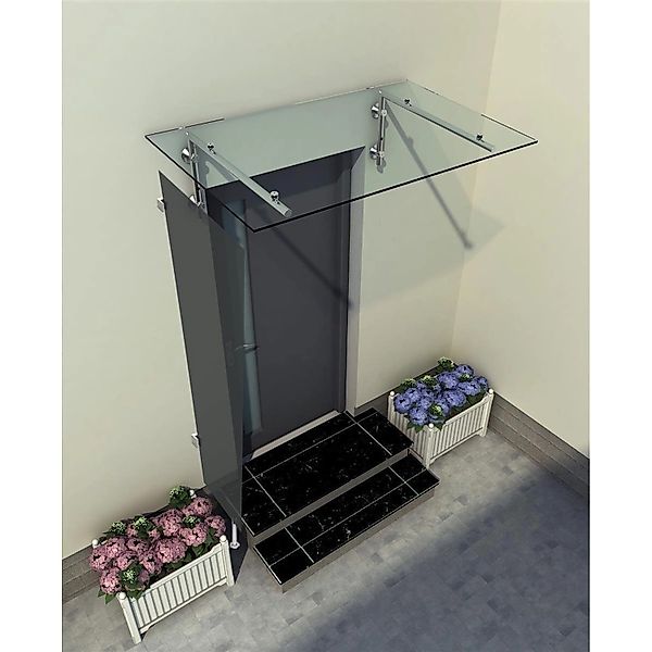 Glaszentrum Hagen 80x200x60 cm Seitenteil für Glasvordach Grafitgrau günstig online kaufen