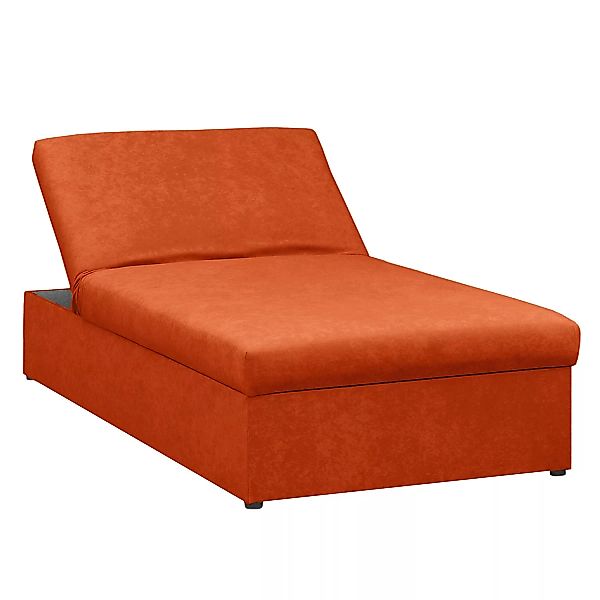 home24 Fredriks Relaxliege Jacare Orange Microfaser 200x45x90 cm mit Schlaf günstig online kaufen