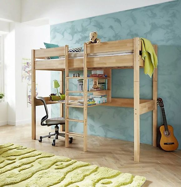 Natur24 Kinderbett Hochbett Noel Buche Natur lackiert 90x200cm Einzelbett K günstig online kaufen