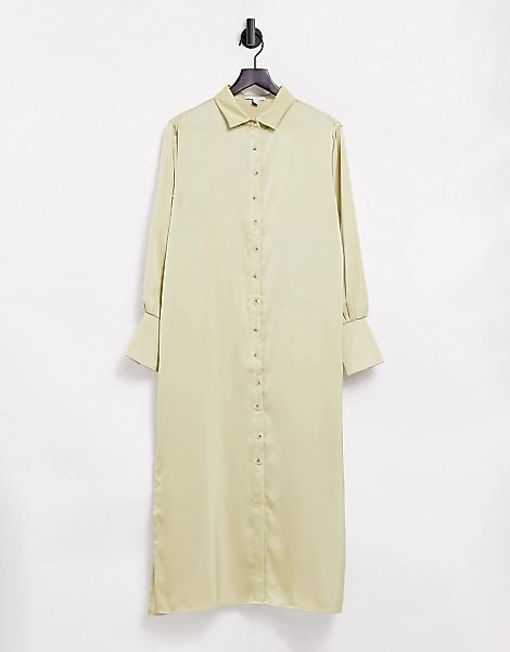 Pretty Lavish – Naomi – Midi-Hemdkleid aus Satin in Salbeigrün günstig online kaufen