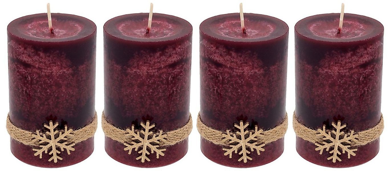 ZauberDeko Adventskerze 4 Adventskerzen Kerzen Stumpenkerzen Bordeaux Rot S günstig online kaufen