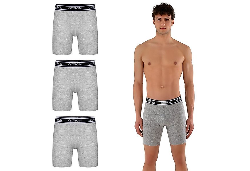 Qotton Boxershorts Lange Boxershorts im 3er Pack – Lange Unterhosen aus Bau günstig online kaufen