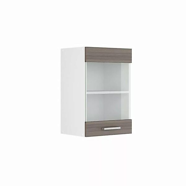 Vicco Schranksystem R-Line, Grau/Weiß, 40 cm mit Glastür günstig online kaufen