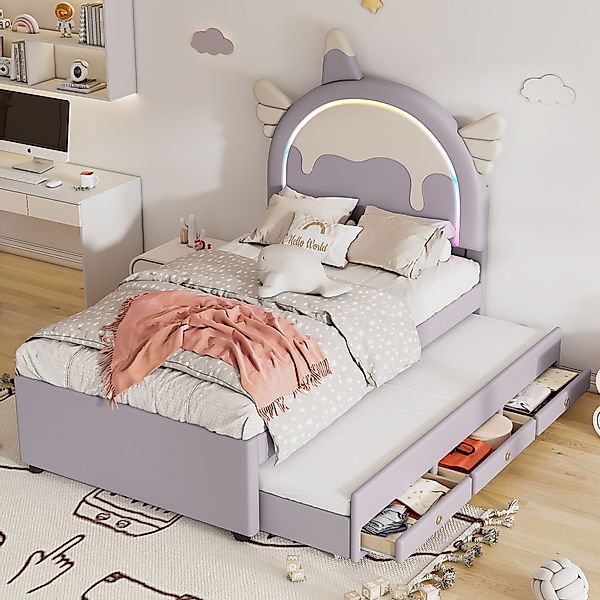 TavilaEcon Kinderbett Cartoon Einhornform Kinderbett Familienbett günstig online kaufen