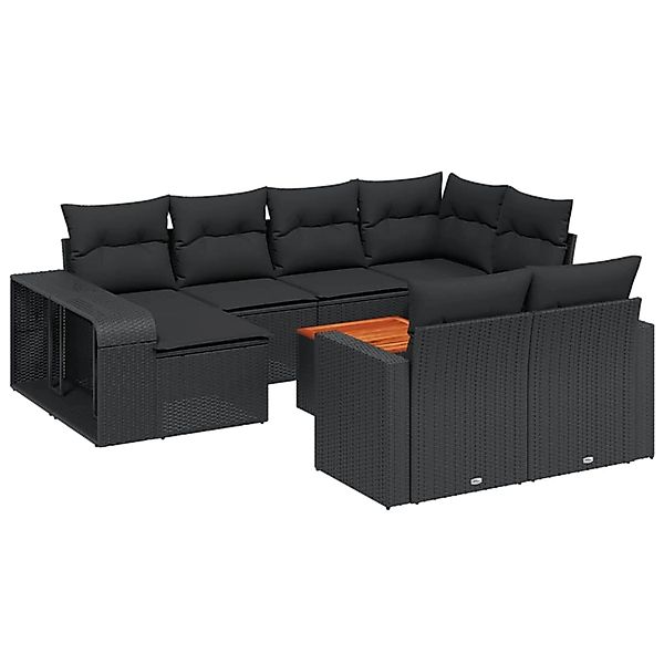 vidaXL 11-Tlg Garten-Sofagarnitur mit Kissen Schwarz Poly Rattan 3228915 günstig online kaufen
