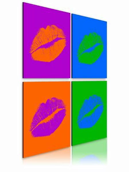 artgeist Wandbild Küsse: Pop-Art mehrfarbig Gr. 90 x 90 günstig online kaufen