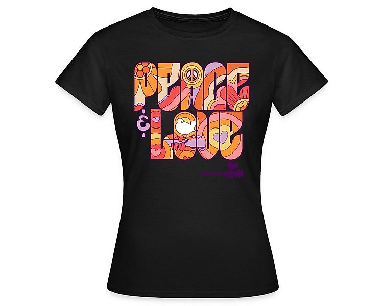 Spreadshirt T-Shirt Woodstock Peace Love Hippie Design Frauen T-Shirt (1-tl günstig online kaufen
