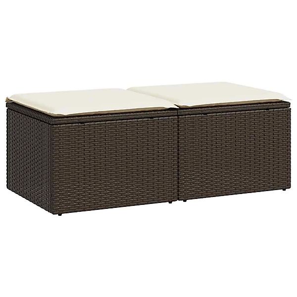 vidaXL 2-Tlg Garten-Sofagarnitur mit Kissen Braun Poly Rattan Akazie 332866 günstig online kaufen