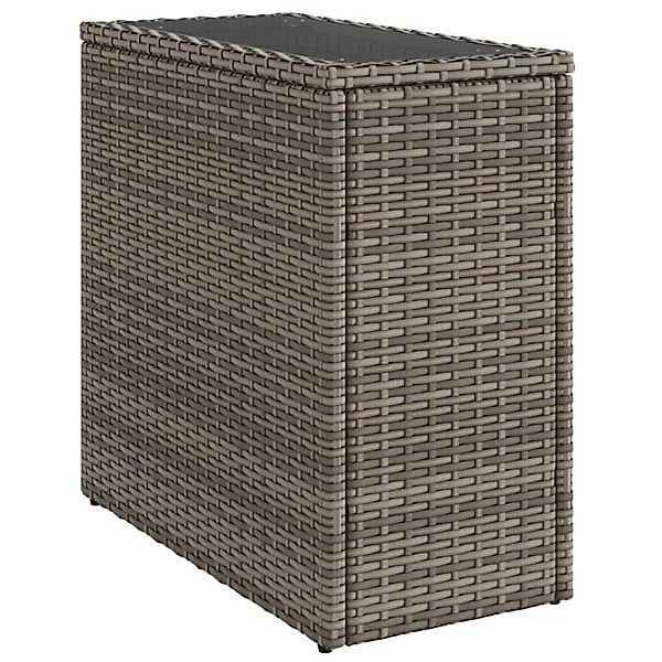 vidaXL Garten-Beistelltisch mit Glasplatte Grau 58x27,5x55 cm Rattan 366133 günstig online kaufen
