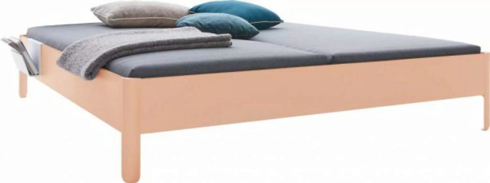 NAIT Doppelbett farbig lackiert Mildorange 160 x 210cm Ohne Kopfteil günstig online kaufen
