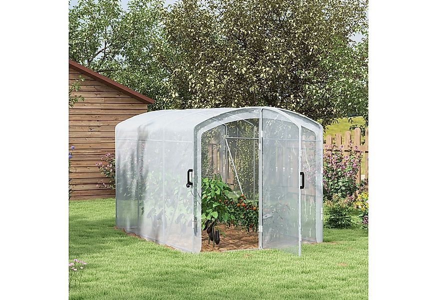 Outsunny Foliengewächshaus Winddichtes Tomatenhaus mit 1 Tür, für Garten, B günstig online kaufen