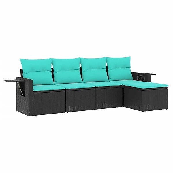 vidaXL 5-Tlg Gartensofa-Set mit Kissen Schwarz Polyrattan 3220086 günstig online kaufen