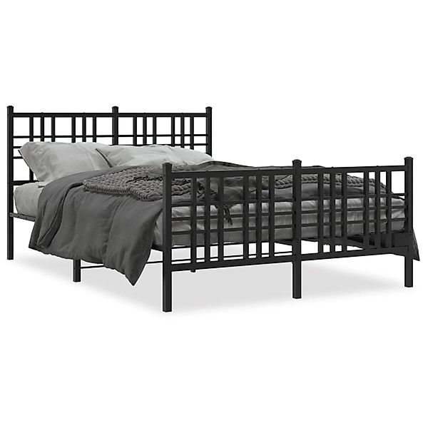 vidaXL Bettgestell mit Kopf- und Fußteil Metall Schwarz 140x190 cm 376342 günstig online kaufen