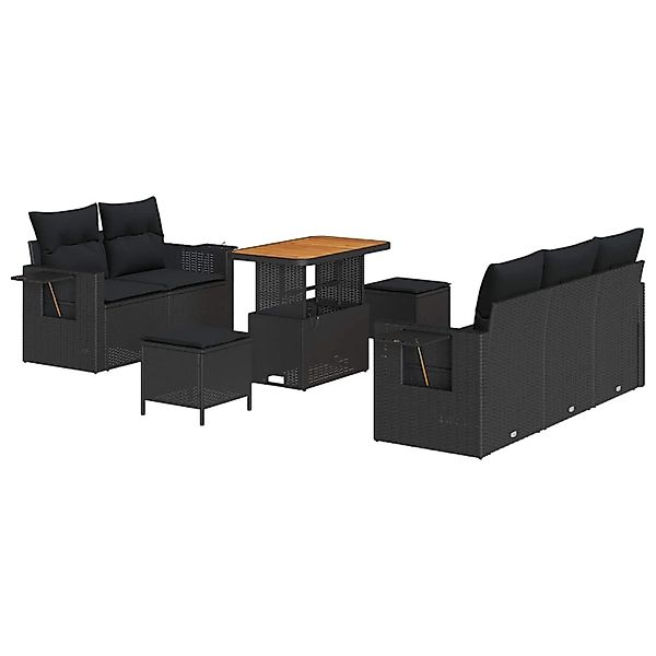 vidaXL Gartensofa-set mit Kissen 8-Tlg Schwarz Poly-Rattan 3363639 günstig online kaufen