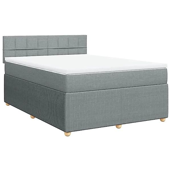 vidaXL Boxspringbett mit Matratze Hellgrau 140x190 cm Stoff 3287451 günstig online kaufen