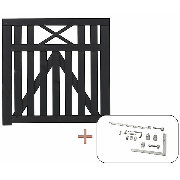 Einzeltor Vinesse Nadelholz Schwarz 100 cm x 98 cm günstig online kaufen
