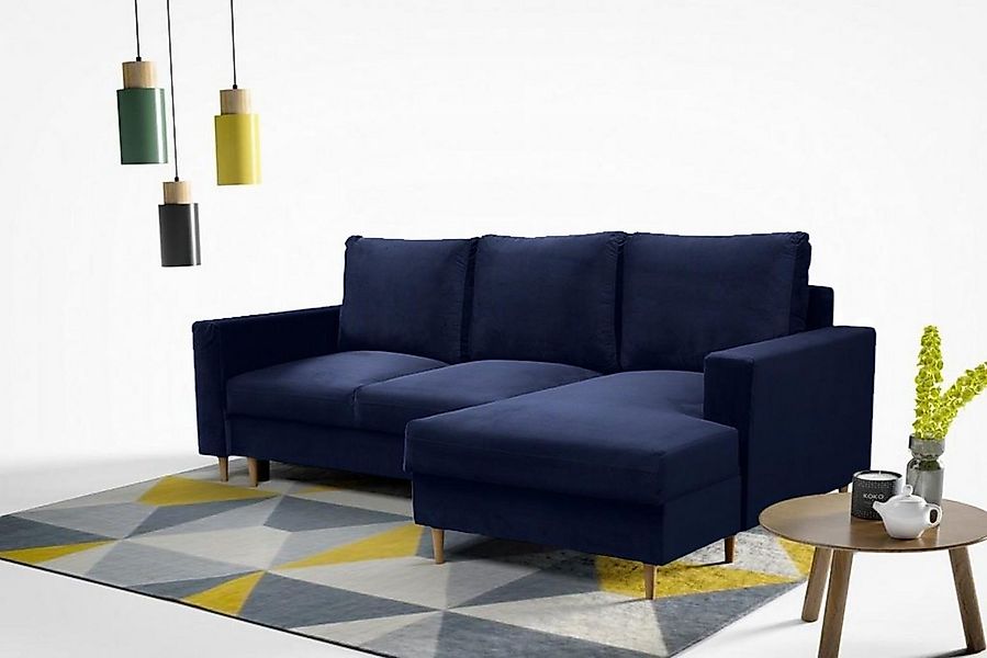 Beautysofa Polsterecke mit Schlaffunktion und Bettkasten DAVE, im Skandinav günstig online kaufen