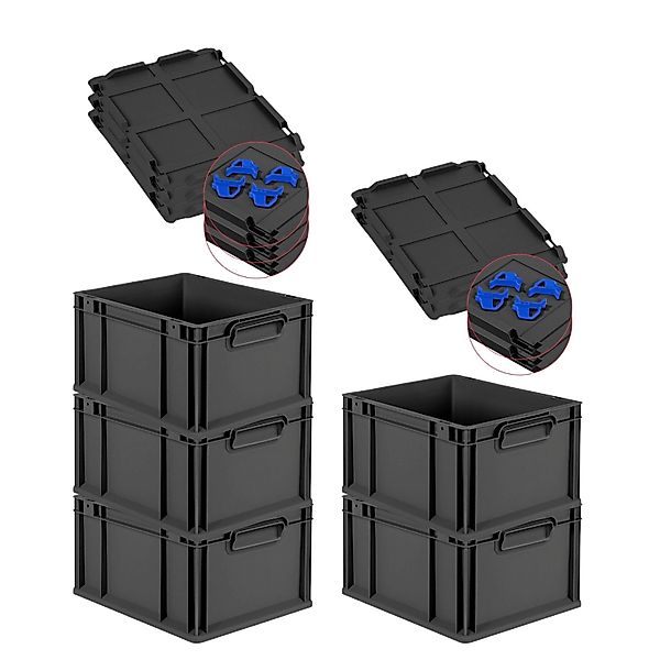 PROREGAL SparSet 5x Eurobox Nextgen Grip Mit Auflagedeckel Und Blauen Versc günstig online kaufen