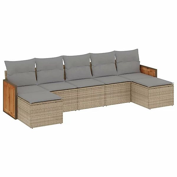 vidaXL 7-tlg Garten-Sofagarnitur mit Kissen Beige Poly Rattan Modell 280 günstig online kaufen