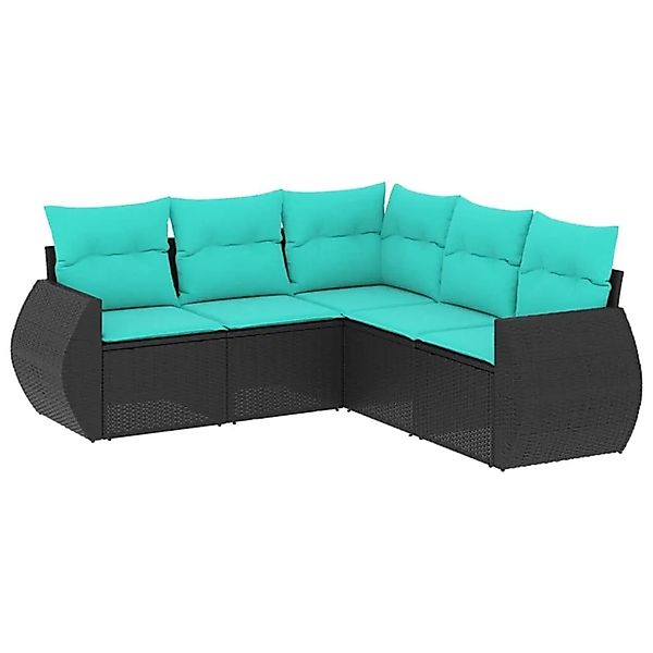 vidaXL 5-Tlg Gartensofa-Set mit Kissen Schwarz Polyrattan 3221346 günstig online kaufen