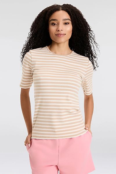 Gant T-Shirt "SLIM STRIPED 1X1 RIBBED KA T-SHIRT", mit dezentem Logoschrift günstig online kaufen