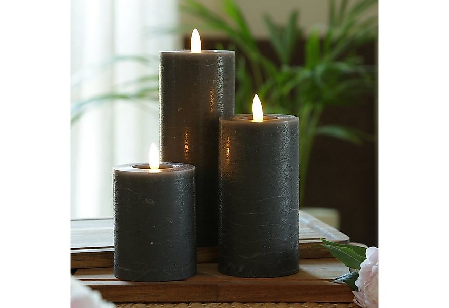 MARELIDA LED-Kerze LED Kerzenset LINA Rustik Optik Echtwachs 3 Größen Timer günstig online kaufen