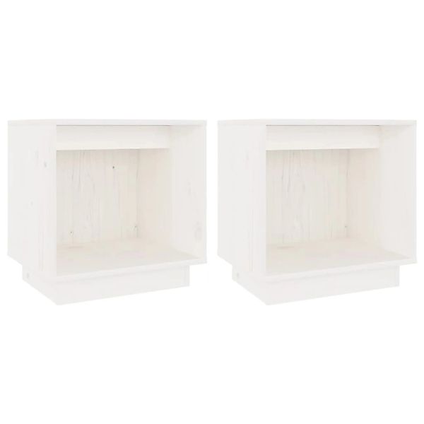 vidaXL Nachttische 2 Stk Weiß 40x30x40 cm Massivholz Kiefer Modell 1 günstig online kaufen