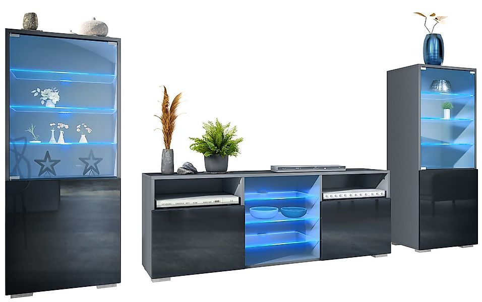 Vladon Wohnwand Granada, (Anbauwand, bestehend aus 2 Vitrinen, 1 TV-Board u günstig online kaufen