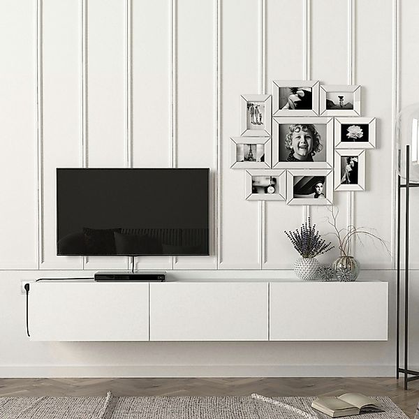 en.casa TV-Schrank »Vihti« Fernsehschrank 180x31x29,5cm Weiß günstig online kaufen