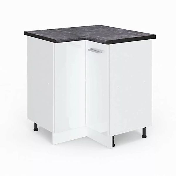 Vicco Eckunterschrank R-Line, Weiß Hochglanz/Weiß, 75.6 cm ohne Arbeitsplat günstig online kaufen