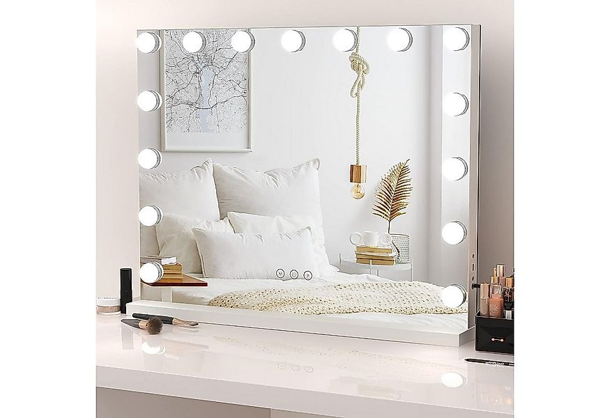 YOLEO Schminkspiegel 14 LED Hollywood Schminktischspiegel Spiegel 3 Farbtem günstig online kaufen