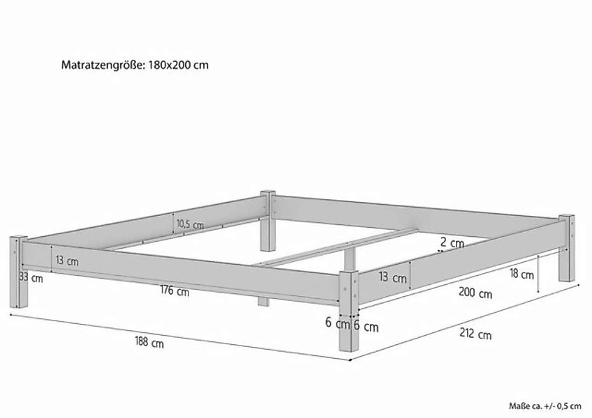 Erst-Holz® Futon-Doppelbett ohne Kopfteil 180x200 Buche massiv natur Gr. 18 günstig online kaufen