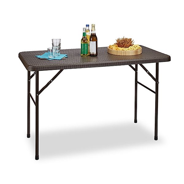 relaxdays Klapptisch Gartentisch klappbar BASTIAN, Braun, günstig online kaufen
