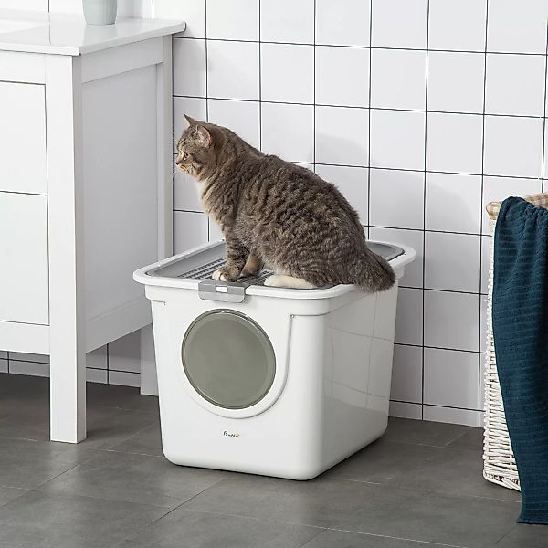 PawHut Katzentoilette mit Deckel  Katzenklo mit Schaufel, bis 5 kg, Indoor, günstig online kaufen