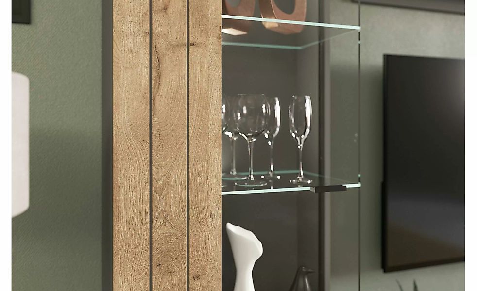Wohnkombination  Fosso ¦ grau ¦ Maße (cm): B: 350 H: 195 Kommoden & Sideboa günstig online kaufen