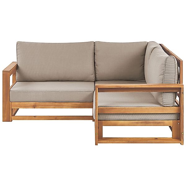Beliani Gartensofa Heller Holzfarbton Grau Beige 167x167x72 günstig online kaufen